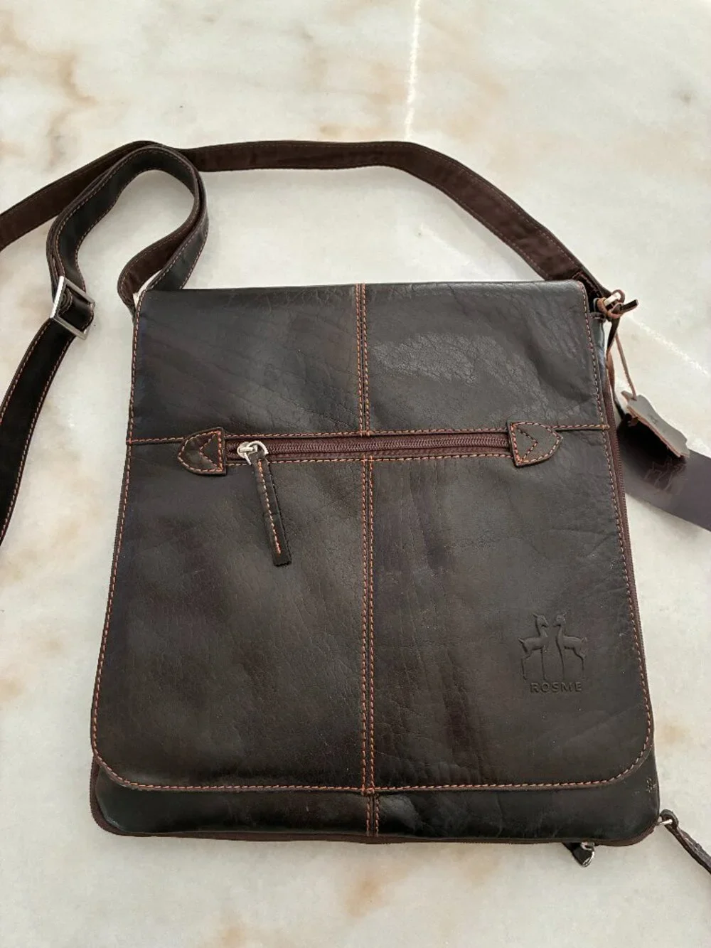 Rosme Genuine Cowhide Leather Crossbody Bag (Art. 4913) Dark Brown (NWT)